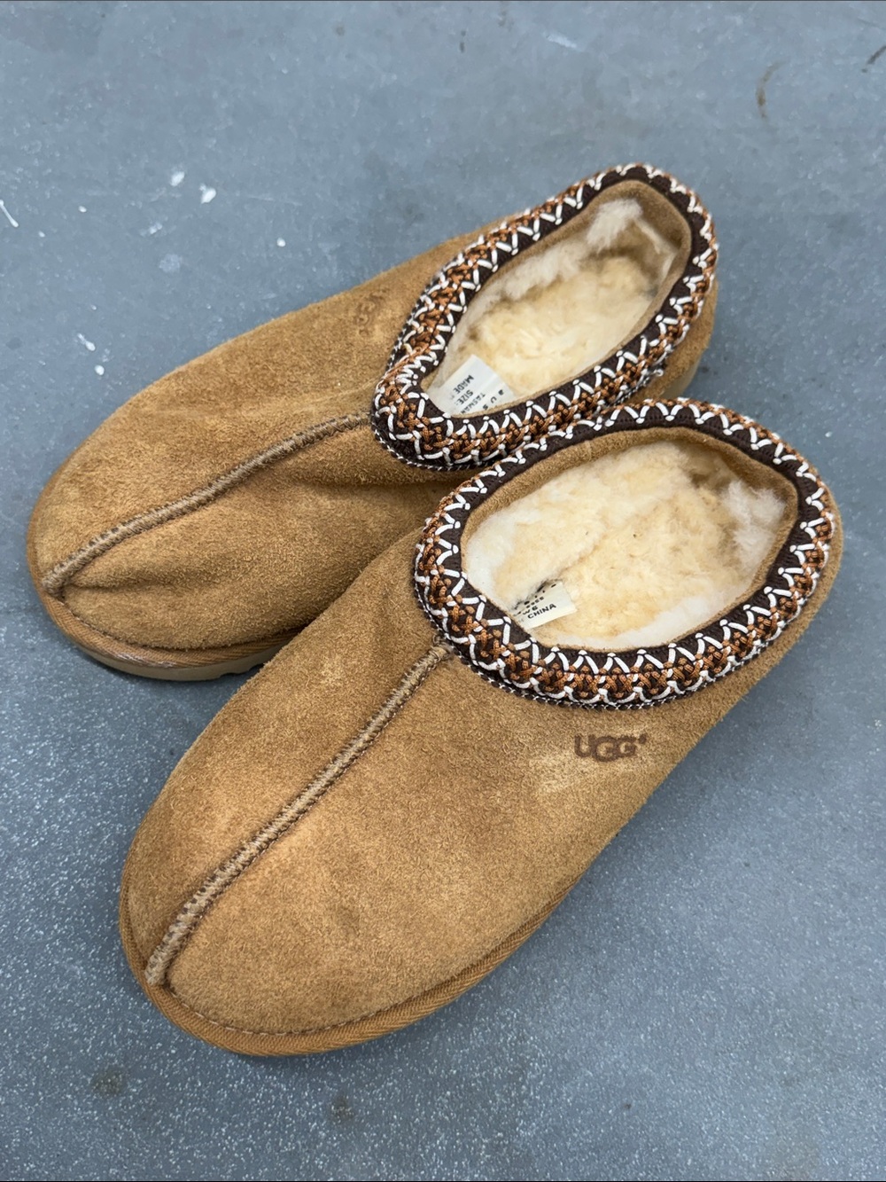 UGG womans Chestnut Suede Shearling-Lined Slip-On Slippers 6